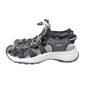 KEEN Astoria West Sandal Womens 9.5 Black Gray Waterproof Hiking Bungee Outdoor